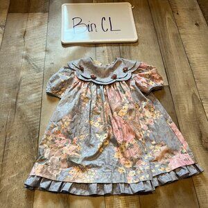 Vintage Bonnie Jean Floral Party Dress Short Sleeve Sz 5 CL
